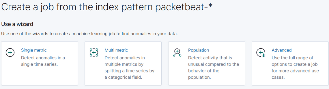 Create a job from the index pattern packetbeat-*