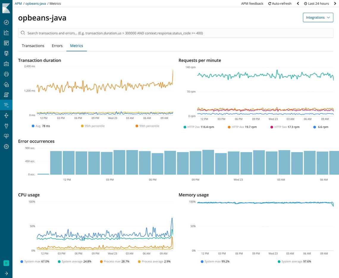 apm metrics view