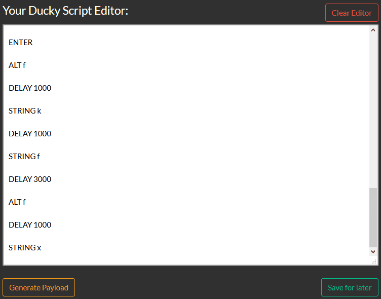 Rubber Ducky script editor