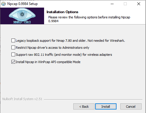 install npcap